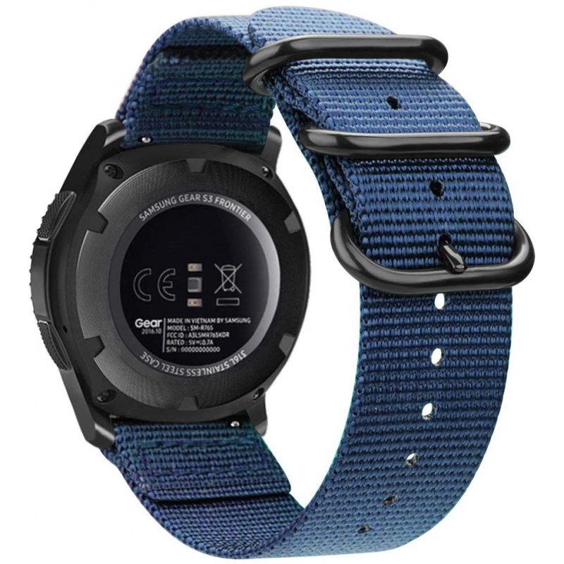 Ανταλλακτικό λουράκι QuickFit Three Buckle Blue για Samsung Galaxy Watch5 (40mm & 42mm)/Watch4 (40mm & 44mm)/ Watch4 Classic (42mm & 46mm)/ Watch3(41mm)/Active 2(40/44mm)/Amazfit GTS 3 (43mm)/GTR(42mm) (20mm)