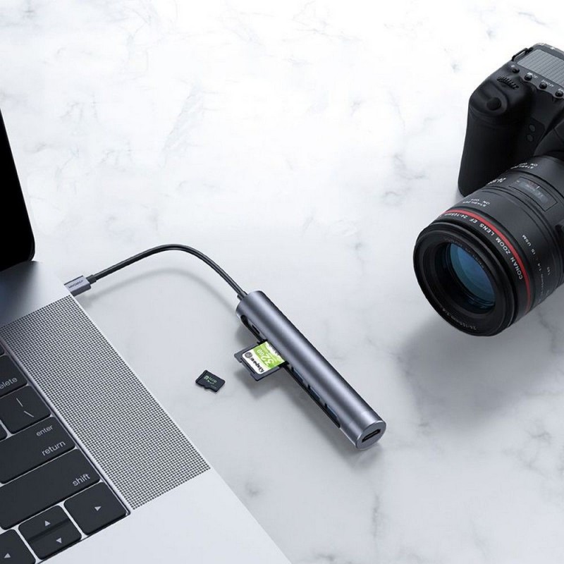 Αντάπτορας Joyroom Adapter 7in1 Type-C to 3X USB-A/USB-C/HDMI/TF/SD Dark Grey (S-H112) Αντάπτορας Joyroom Adapter 7in1 Type-C to 3X USB-A/USB-C/HDMI/TF/SD Dark Grey (S-H112)