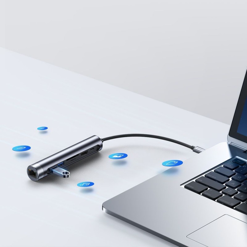 Αντάπτορας Joyroom Adapter 7in1 Type-C to 3X USB-A/USB-C/HDMI/TF/SD Dark Grey (S-H112) Αντάπτορας Joyroom Adapter 7in1 Type-C to 3X USB-A/USB-C/HDMI/TF/SD Dark Grey (S-H112)