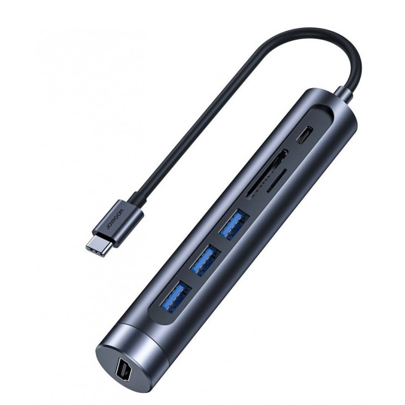 Αντάπτορας Joyroom Adapter 7in1 Type-C to 3X USB-A/USB-C/HDMI/TF/SD Dark Grey (S-H112) Αντάπτορας Joyroom Adapter 7in1 Type-C to 3X USB-A/USB-C/HDMI/TF/SD Dark Grey (S-H112)