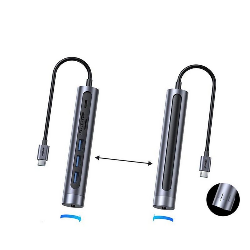 Αντάπτορας Joyroom Adapter 7in1 Type-C to 3X USB-A/USB-C/HDMI/TF/SD Dark Grey (S-H112) Αντάπτορας Joyroom Adapter 7in1 Type-C to 3X USB-A/USB-C/HDMI/TF/SD Dark Grey (S-H112)