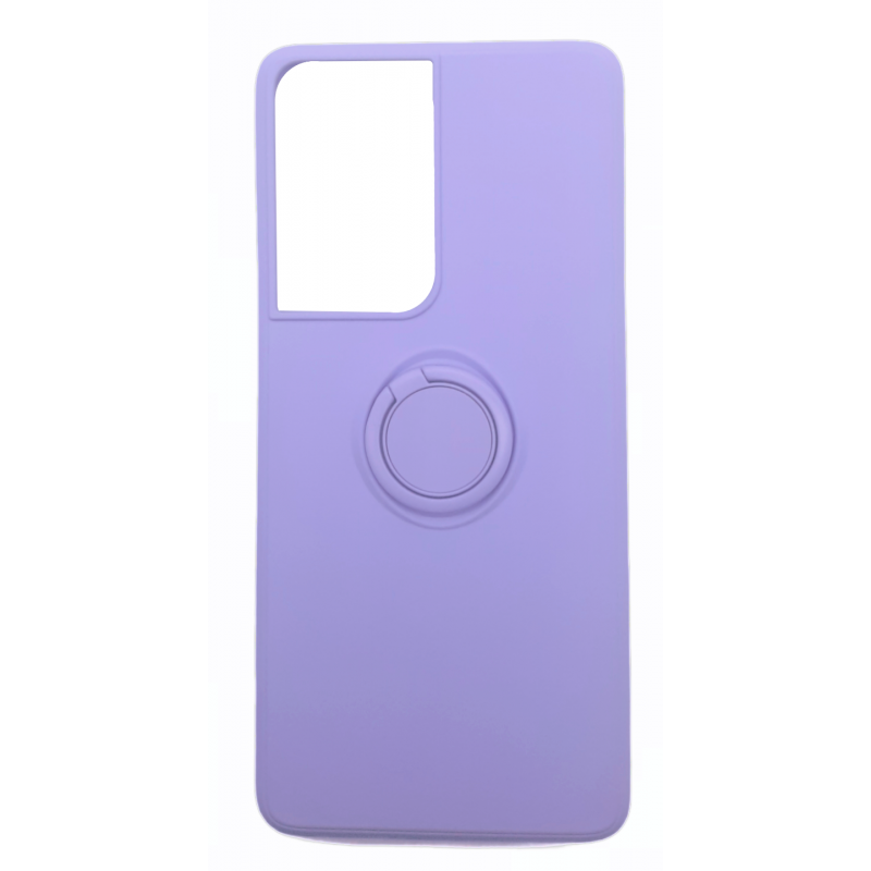 Θήκη Real Smooth Silicone Ring Finger Grip Samsung Galaxy S21 5G Ultra G998 Purple