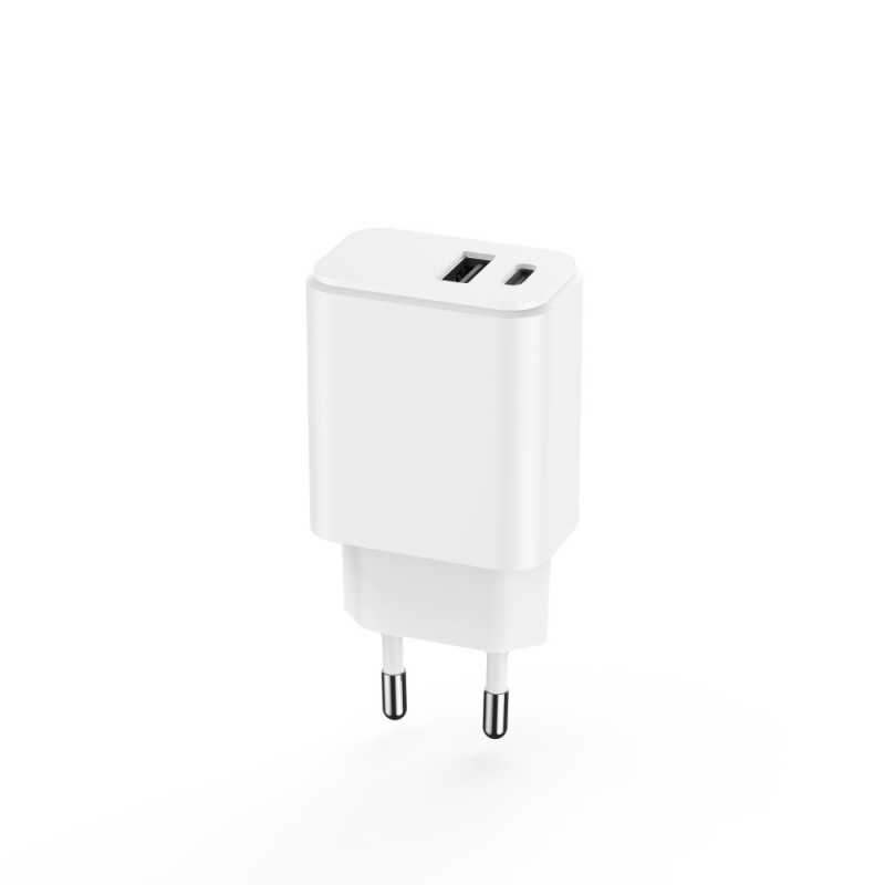Φορτιστής Ταξιδιού Setty 3A USB & USB-C PD+QC 20W White