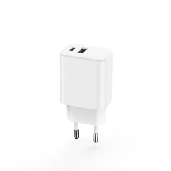 Φορτιστής Ταξιδιού Setty 3A USB & USB-C PD+QC 20W White