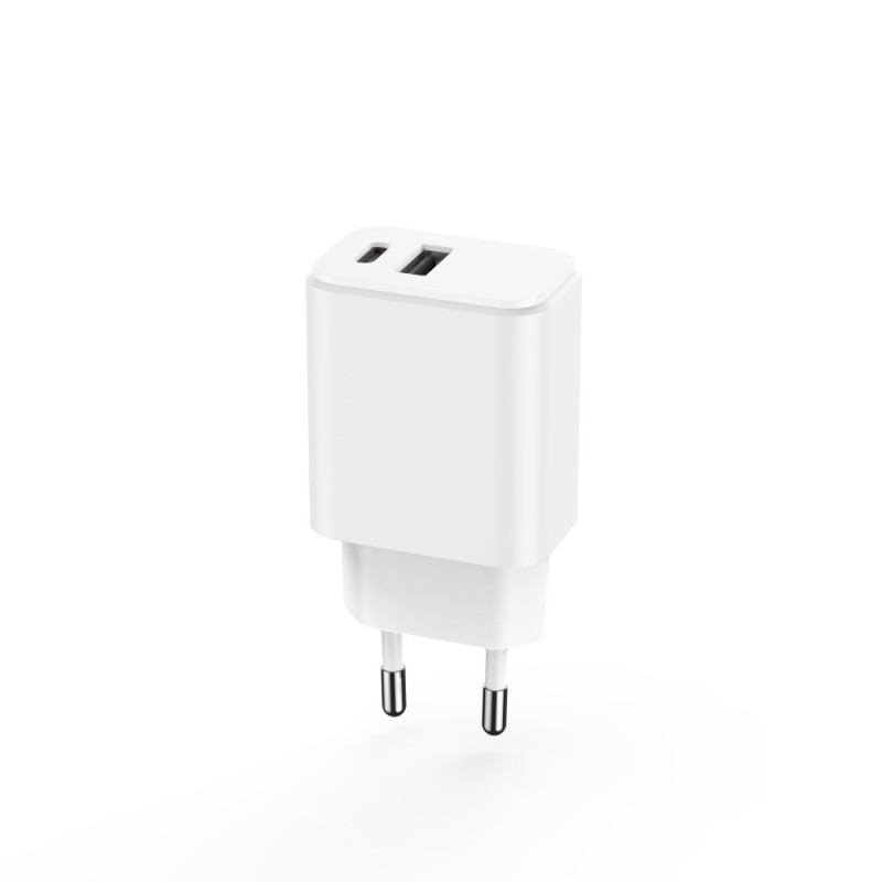 Φορτιστής Ταξιδιού Setty 3A USB & USB-C PD+QC 20W White