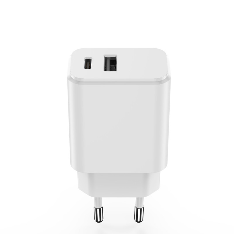 Φορτιστής Ταξιδιού Setty 3A USB & USB-C PD+QC 20W White