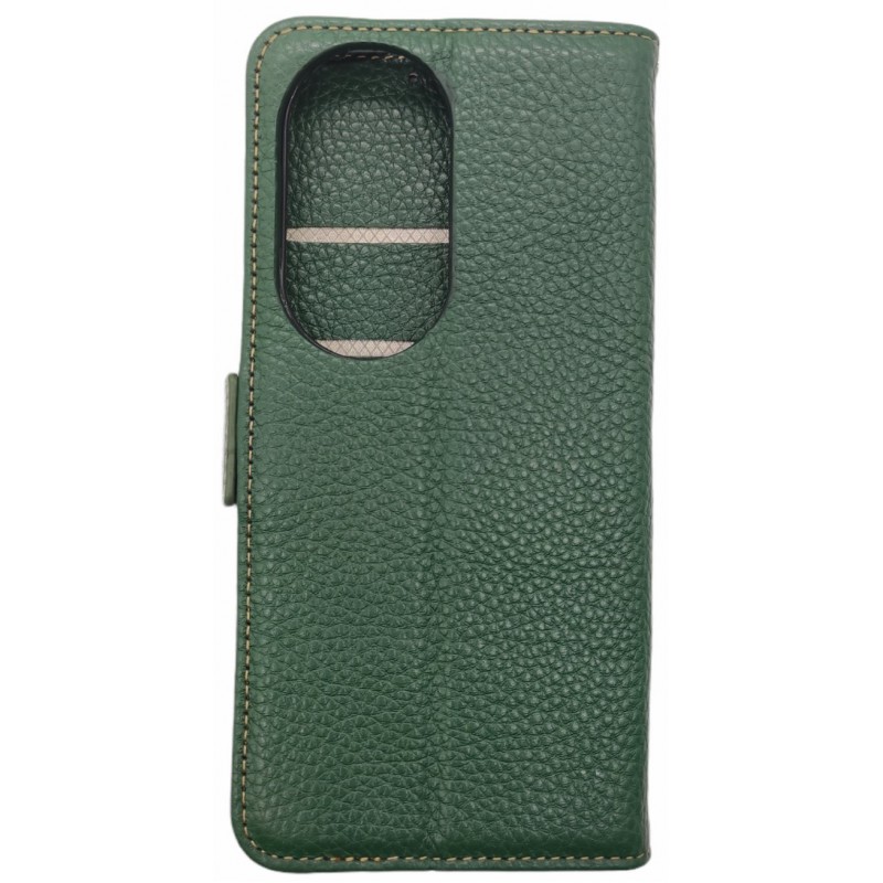 Θήκη Wallet Huawei P50 Pro Textured Leather with Card Holder Green
