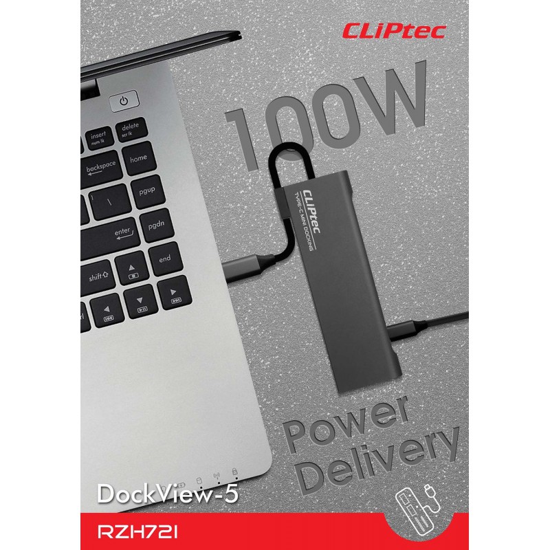 Αντάπτορας Cliptec Dockview 5in1 Hub Type-C to HDMI 1.4/3XUSB 3.1gen/Type-C Grey (RZH721) Αντάπτορας Cliptec Dockview 5in1 Hub Type-C to HDMI 1.4/3XUSB 3.1gen/Type-C Grey (RZH721)