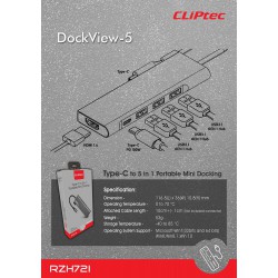 Αντάπτορας Cliptec Dockview 5in1 Hub Type-C to HDMI 1.4/3XUSB 3.1gen/Type-C Grey (RZH721) Αντάπτορας Cliptec Dockview 5in1 Hub Type-C to HDMI 1.4/3XUSB 3.1gen/Type-C Grey (RZH721)