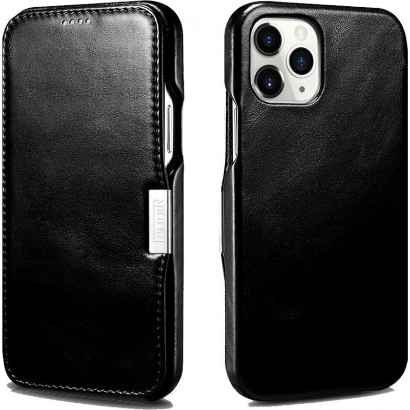 Θήκη iCarer Leather Wallet Apple iPhone 12 Pro Max (6.7″) Side-Open Black