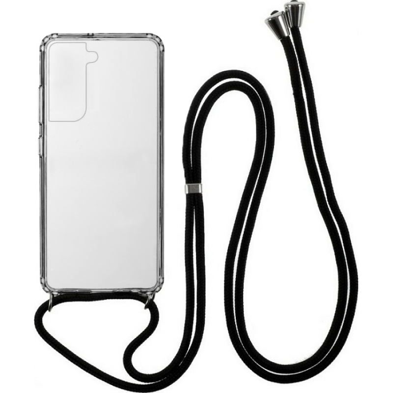 Θήκη TPU Samsung Galaxy S21+ Plus 5G G996 with Black Strap Neck Cord Clear