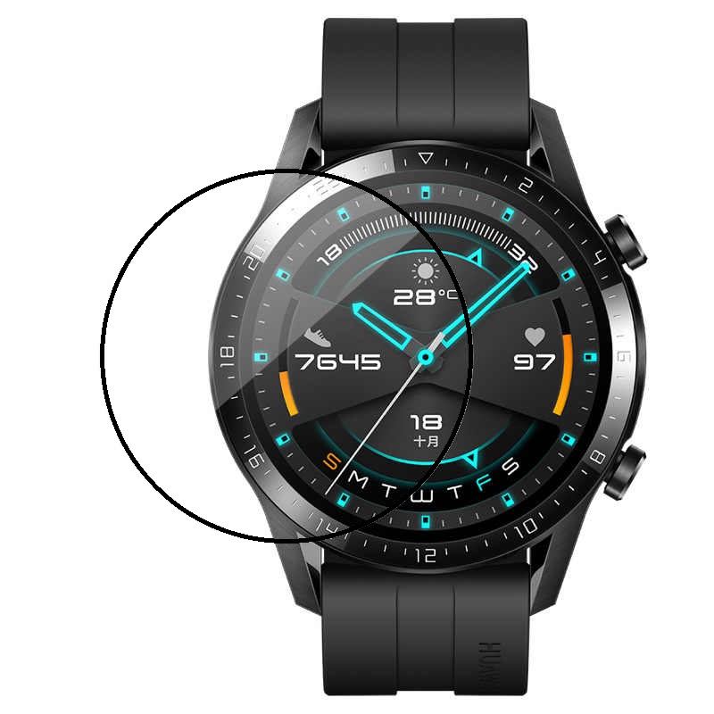 Γυαλί Προστασίας Huawei GT 2 Pro (47mm) Curved Full Screen Cover Tempered Glass 9H Anticrash/Antishock Black