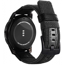 Ανταλλακτικό λουράκι QuickFit Nylon & Leather Black για Samsung Galaxy Watch3(45mm)/Watch(46mm)/Huawei Watch 3 (46mm)/ Watch 3 Pro (48mm)/GT 2/Pro/Honor GS Pro/Amazfit GTR 3 (46mm)/GTR 3 Pro/GTR(47mm)/ Stratos 3(48mm) (22mm)