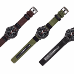 Ανταλλακτικό λουράκι QuickFit Nylon & Leather Black για Samsung Galaxy Watch3(45mm)/Watch(46mm)/Huawei Watch 3 (46mm)/ Watch 3 Pro (48mm)/GT 2/Pro/Honor GS Pro/Amazfit GTR 3 (46mm)/GTR 3 Pro/GTR(47mm)/ Stratos 3(48mm) (22mm)