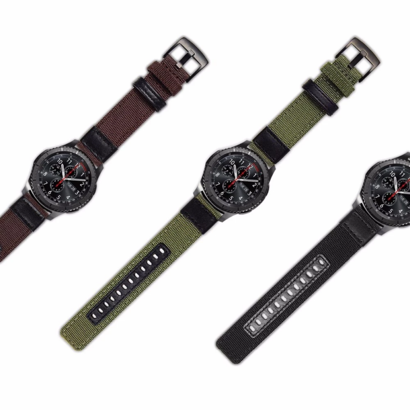 Ανταλλακτικό λουράκι QuickFit Nylon & Leather Black για Samsung Galaxy Watch3(45mm)/Watch(46mm)/Huawei Watch 3 (46mm)/ Watch 3 Pro (48mm)/GT 2/Pro/Honor GS Pro/Amazfit GTR 3 (46mm)/GTR 3 Pro/GTR(47mm)/ Stratos 3(48mm) (22mm)