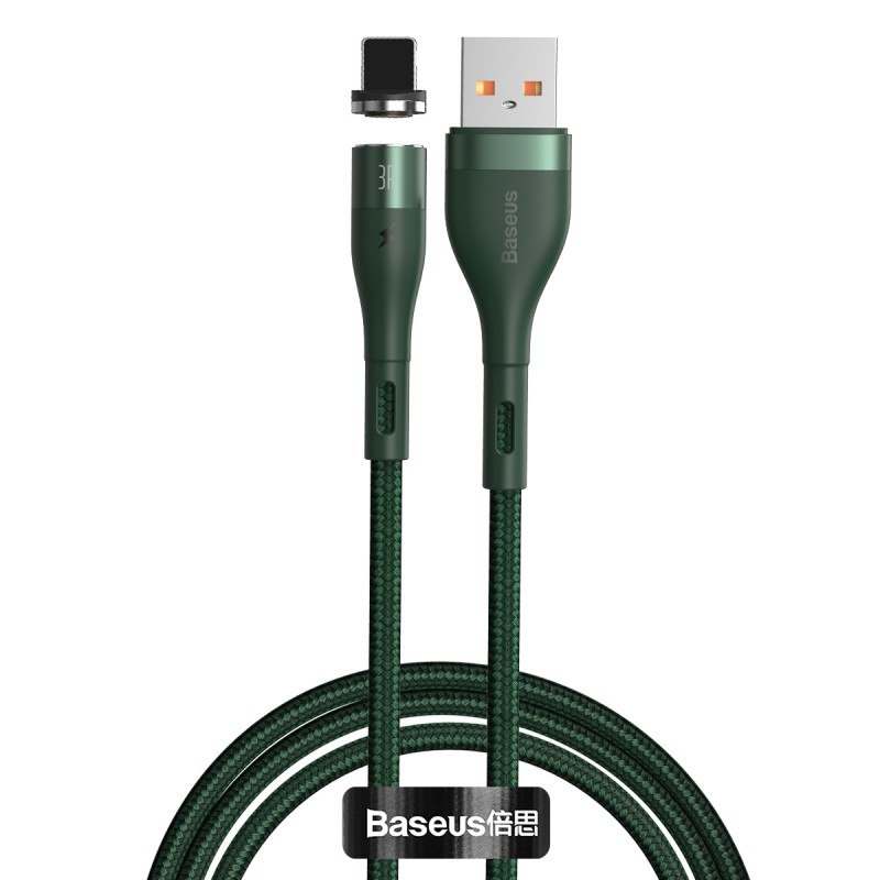 Καλώδιο Data Baseus Zinc Braided Magnetic Lightning 2.4A 1m Green (CALXC-K06)