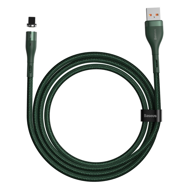 Καλώδιο Data Baseus Zinc Braided Magnetic Lightning 2.4A 1m Green (CALXC-K06)