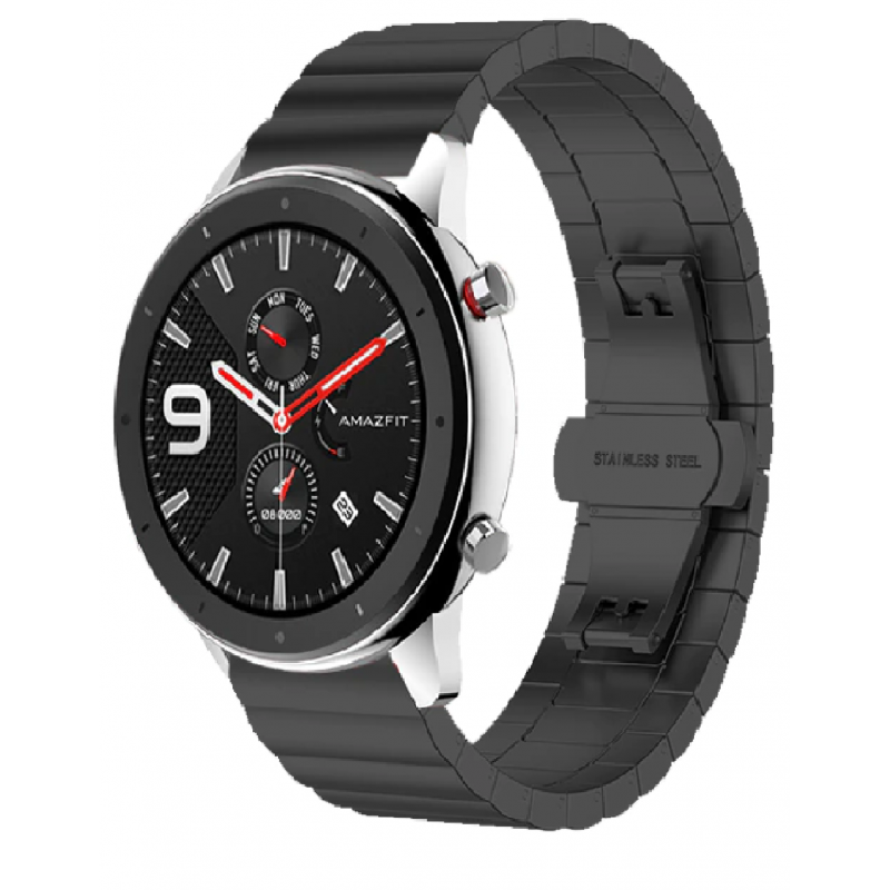 Ανταλλακτικό λουράκι Stainless Linkband Black για Samsung Galaxy Watch5 (40mm & 42mm)/Watch4 (40mm & 44mm)/ Watch4 Classic (42mm & 46mm)/ Watch3(41mm)/Active 2(40/44mm)/Amazfit GTS 3 (43mm)/GTR(42mm) (20mm)