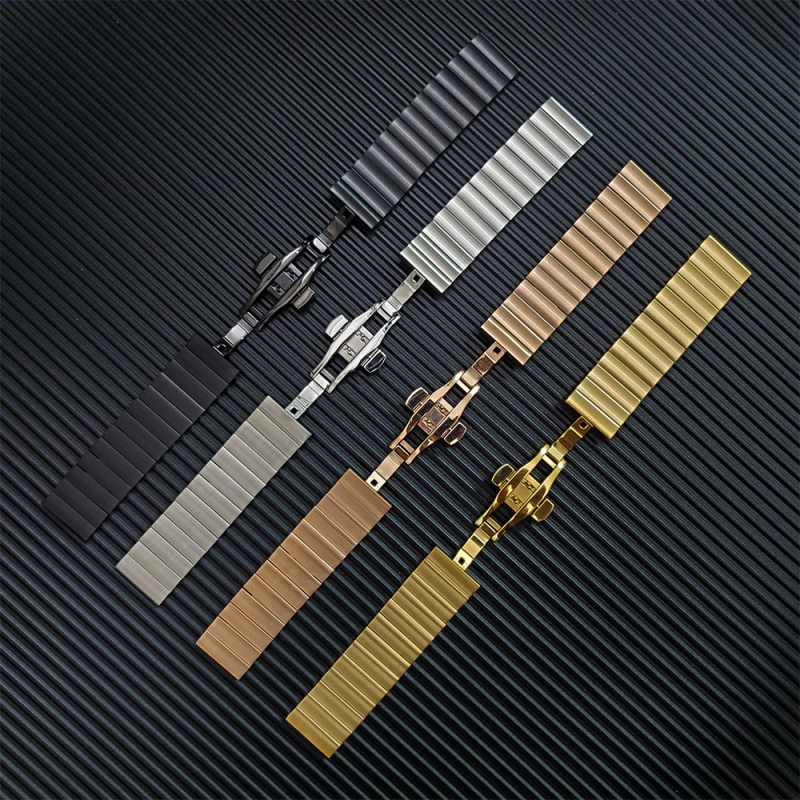 Ανταλλακτικό λουράκι Stainless Linkband Black για Samsung Galaxy Watch5 (40mm & 42mm)/Watch4 (40mm & 44mm)/ Watch4 Classic (42mm & 46mm)/ Watch3(41mm)/Active 2(40/44mm)/Amazfit GTS 3 (43mm)/GTR(42mm) (20mm)