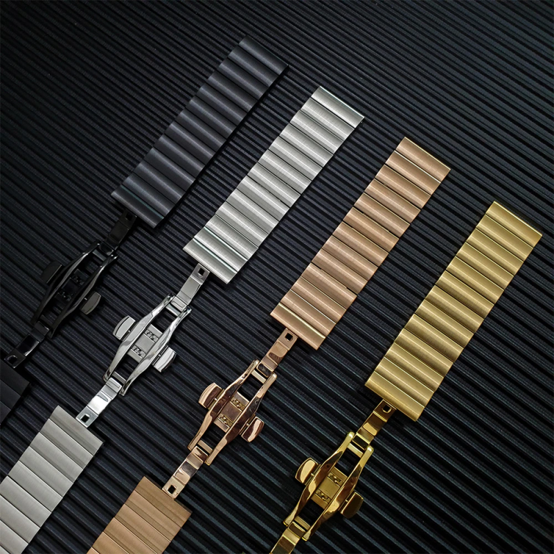 Ανταλλακτικό λουράκι Stainless Linkband Black για Samsung Galaxy Watch5 (40mm & 42mm)/Watch4 (40mm & 44mm)/ Watch4 Classic (42mm & 46mm)/ Watch3(41mm)/Active 2(40/44mm)/Amazfit GTS 3 (43mm)/GTR(42mm) (20mm)