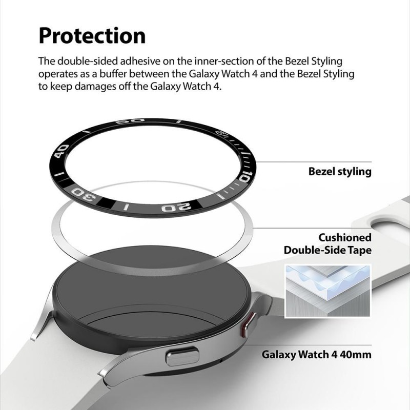 Προστατευτικό Ringke Air & Bezel Styling Samsung Galaxy Watch5 (40mm)/Watch4 (40mm) Stainless Black Προστατευτικό Ringke Air & Bezel Styling Samsung Galaxy Watch5 (40mm)/Watch4 (40mm) Stainless Black