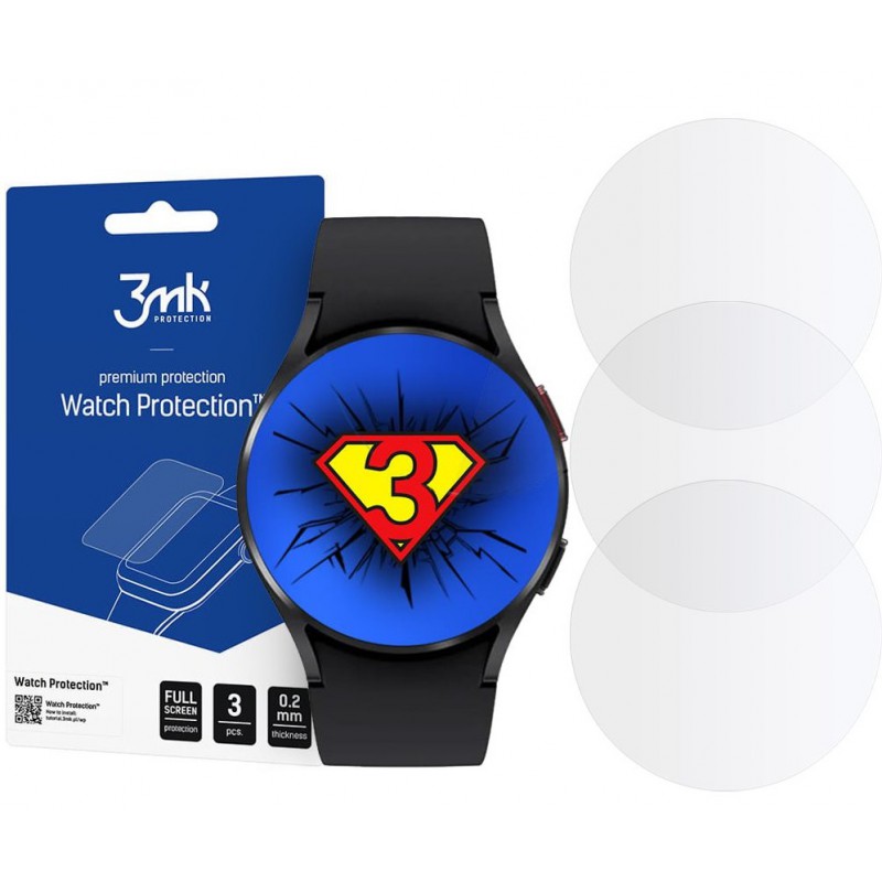 Γυαλί Προστασίας 3MK Flexible Samsung Galaxy Watch4 (44mm) Tempered Glass 7H AntiCrash / AntiShock (3τμχ)