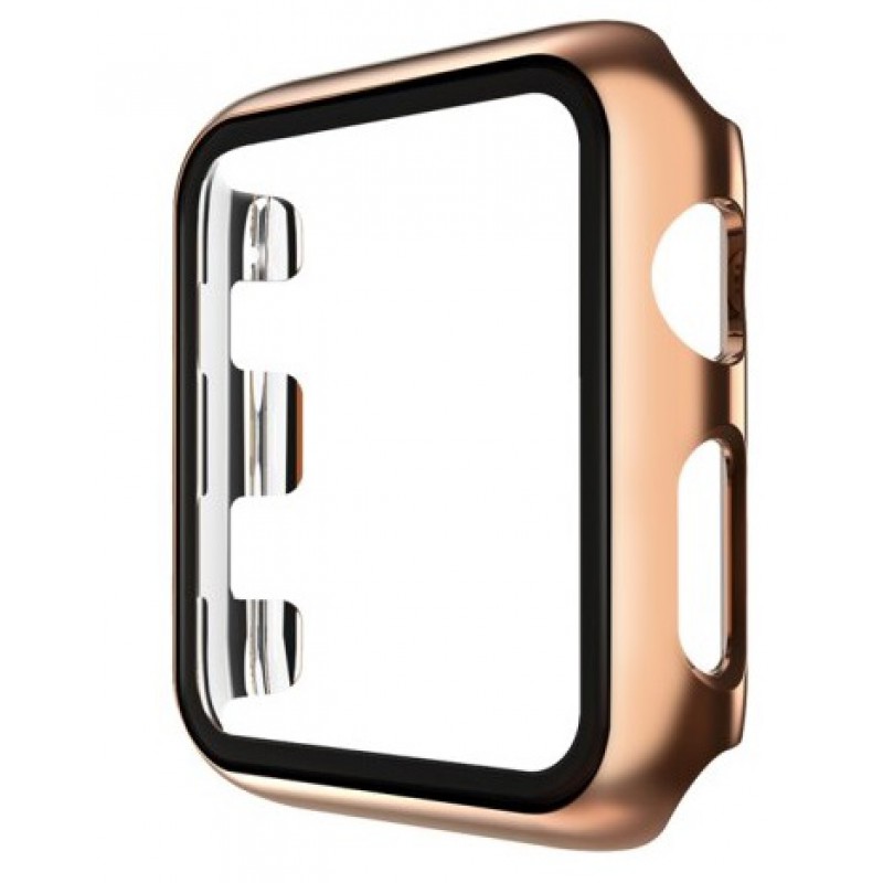 Θήκη Electroplated PC Full Glass Screen Protector Apple Watch 1/2/3/4 (42mm) Rose Gold