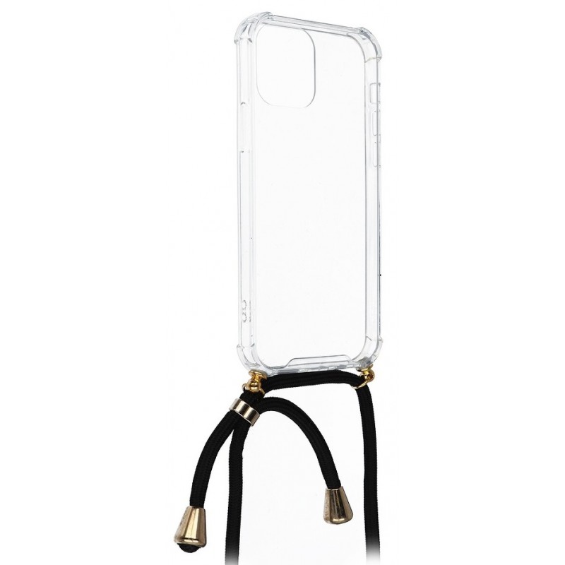 Θήκη TPU Samsung Galaxy S22 5G SM-S901 with Black Strap Neck Cord Clear