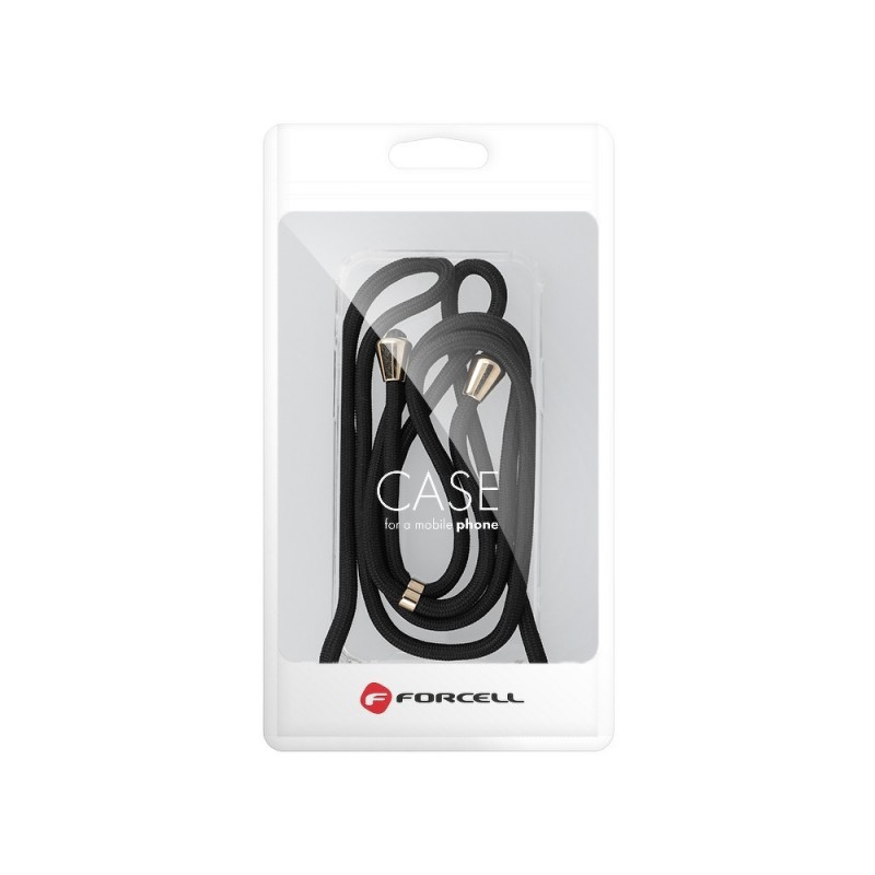 Θήκη TPU Samsung Galaxy S22 5G SM-S901 with Black Strap Neck Cord Clear