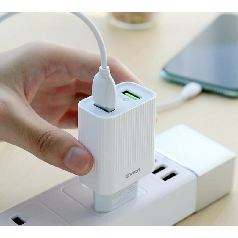 Φορτιστής Ταξιδιού NG WOOT WT22 Dual Port USB Charger QC3.0/18W White