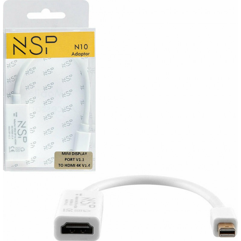 Αντάπτορας NSP N10 mini DisaplyPort male to HDMI female White Αντάπτορας NSP N10 mini DisaplyPort male to HDMI female White
