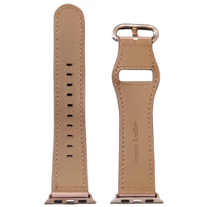 Ανταλλακτικό λουράκι QuickFit Genuine Leather Apple Watch 1/2/3/4/5/6/SE/7/8 (42/44/45/49mm) Pink with Rose Gold Buckle
