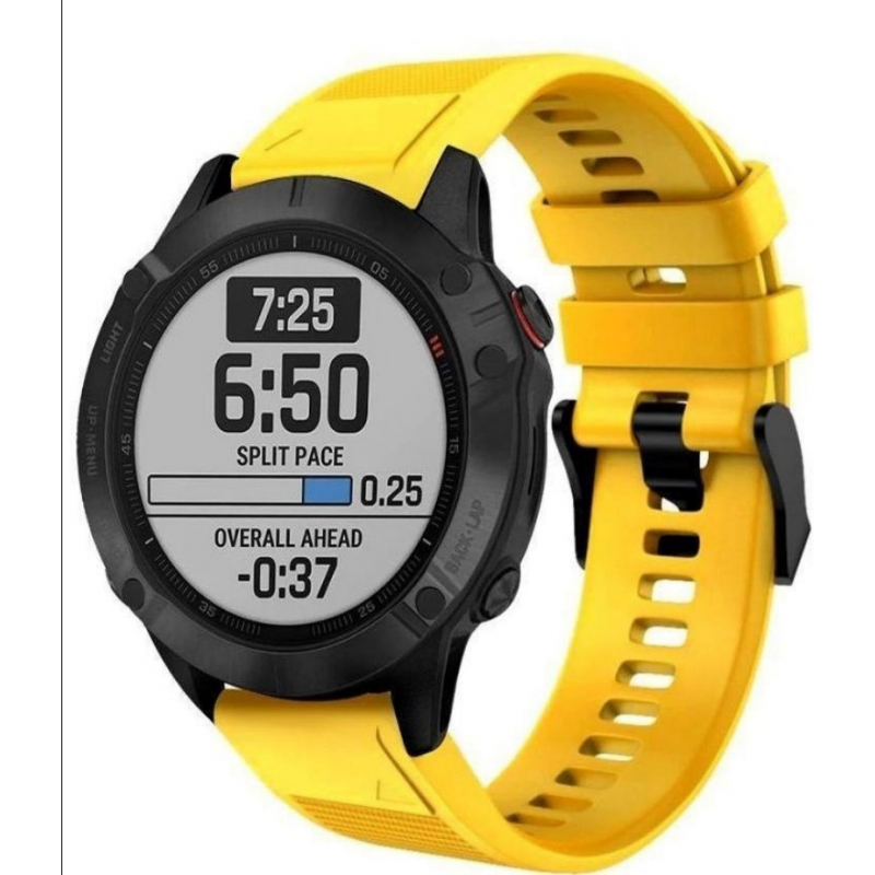 Ανταλλακτικό λουράκι QuickFit Garmin Fenix 3/5x/3HR/5X Plus/6x/6x Pro/7x Textured Yellow (26mm) ΟΕΜ