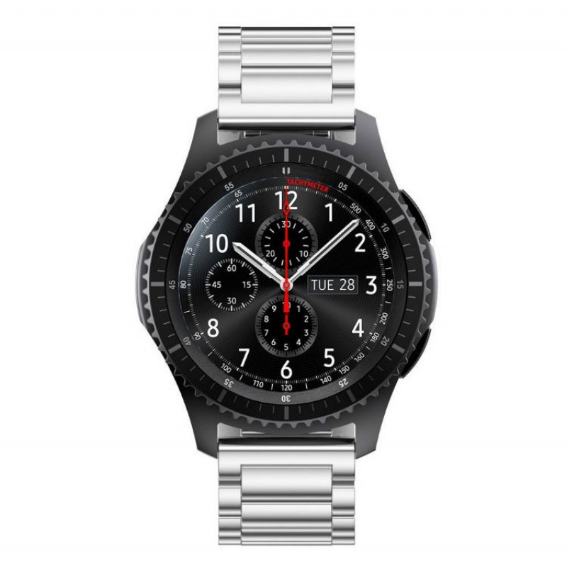 Ανταλλακτικό λουράκι QuickFit Stainless Steel Silver για Samsung Galaxy Watch5 (40mm & 42mm)/Watch4 (40mm & 44mm)/ Watch4 Classic (42mm & 46mm)/ Watch3(41mm)/Active 2(40/44mm)/Amazfit GTS 3 (43mm)/GTR(42mm) (20mm)