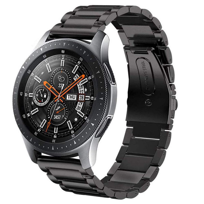 Ανταλλακτικό λουράκι QuickFit Stainless Steel Black για Samsung Galaxy Watch5 (40mm & 42mm)/Watch4 (40mm & 44mm)/ Watch4 Classic (42mm & 46mm)/ Watch3(41mm)/Active 2(40/44mm)/Amazfit GTS 3 (43mm)/GTR(42mm) (20mm)
