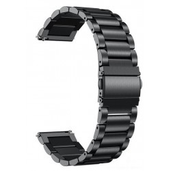 Ανταλλακτικό λουράκι QuickFit Stainless Steel Black για Samsung Galaxy Watch5 (40mm & 42mm)/Watch4 (40mm & 44mm)/ Watch4 Classic (42mm & 46mm)/ Watch3(41mm)/Active 2(40/44mm)/Amazfit GTS 3 (43mm)/GTR(42mm) (20mm)