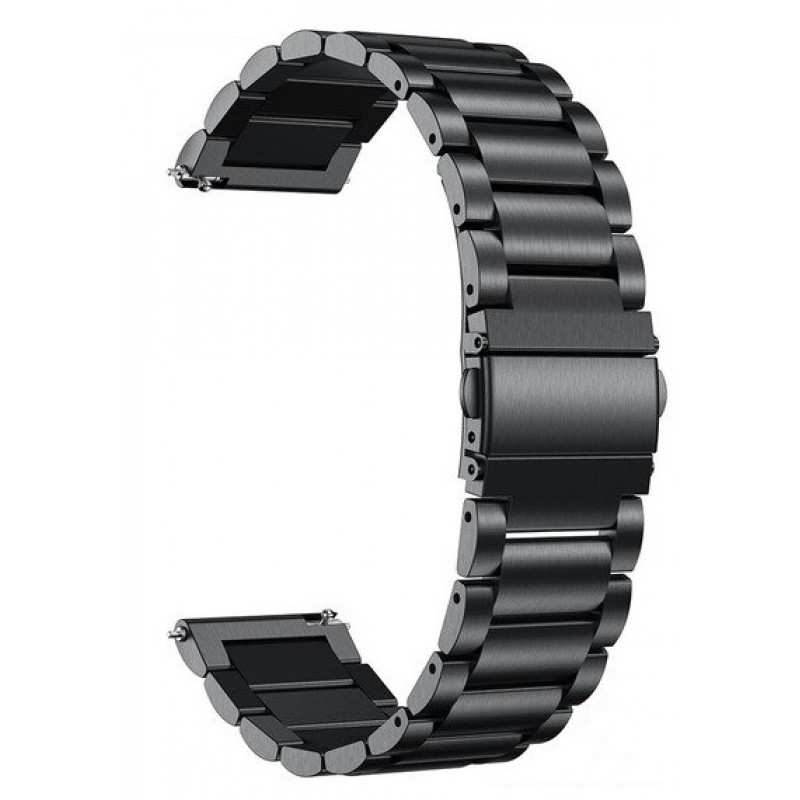 Ανταλλακτικό λουράκι QuickFit Stainless Steel Black για Samsung Galaxy Watch5 (40mm & 42mm)/Watch4 (40mm & 44mm)/ Watch4 Classic (42mm & 46mm)/ Watch3(41mm)/Active 2(40/44mm)/Amazfit GTS 3 (43mm)/GTR(42mm) (20mm)