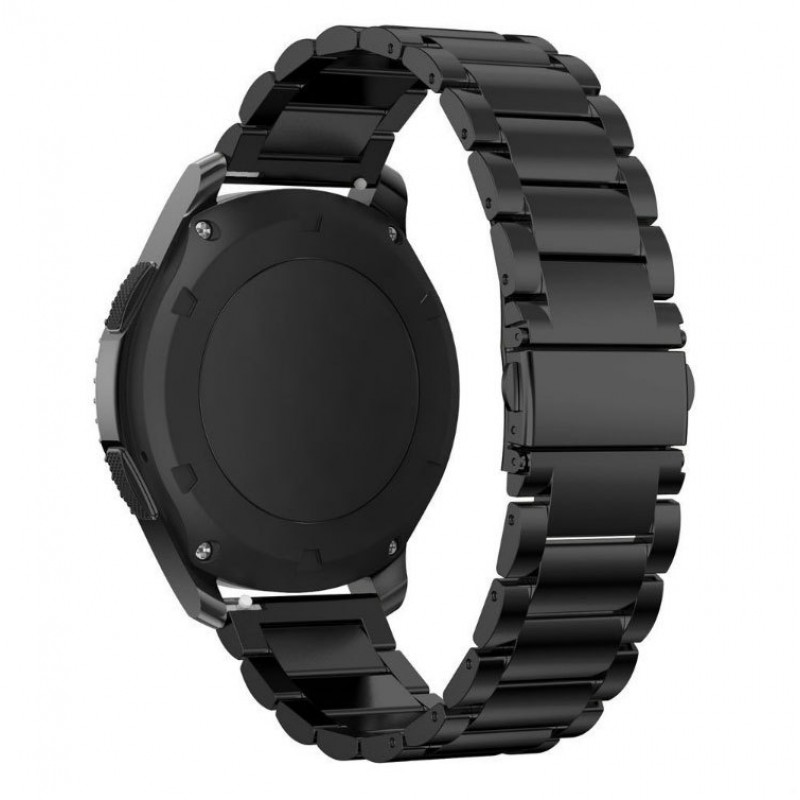 Ανταλλακτικό λουράκι QuickFit Stainless Steel Black για Samsung Galaxy Watch5 (40mm & 42mm)/Watch4 (40mm & 44mm)/ Watch4 Classic (42mm & 46mm)/ Watch3(41mm)/Active 2(40/44mm)/Amazfit GTS 3 (43mm)/GTR(42mm) (20mm)