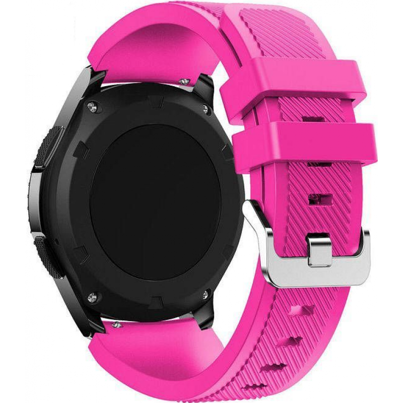 Ανταλλακτικό λουράκι QuickFit Striped Silicone Hot Pink για Samsung Galaxy Watch3(45mm)/Watch(46mm)/Huawei Watch 3 (46mm)/ Watch 3 Pro (48mm)/GT 2/Pro/Honor GS Pro/Amazfit GTR 3 (46mm)/GTR 3 Pro/GTR(47mm)/ Stratos 3(48mm) (22mm)