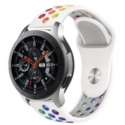 Ανταλλακτικό λουράκι QuickFit Pride Rainbow White για Samsung Galaxy Watch5 (40mm & 42mm)/Watch4 (40mm & 44mm)/ Watch4 Classic (42mm & 46mm)/ Watch3(41mm)/Active 2(40/44mm)/Amazfit GTS 3 (43mm)/GTR(42mm) (20mm)