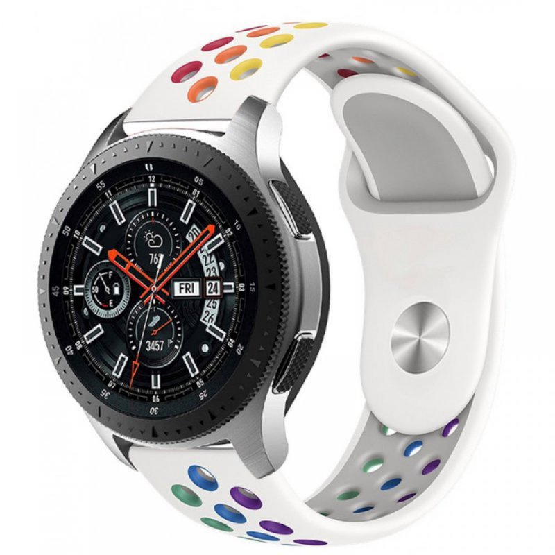 Ανταλλακτικό λουράκι QuickFit Pride Rainbow White για Samsung Galaxy Watch5 (40mm & 42mm)/Watch4 (40mm & 44mm)/ Watch4 Classic (42mm & 46mm)/ Watch3(41mm)/Active 2(40/44mm)/Amazfit GTS 3 (43mm)/GTR(42mm) (20mm)