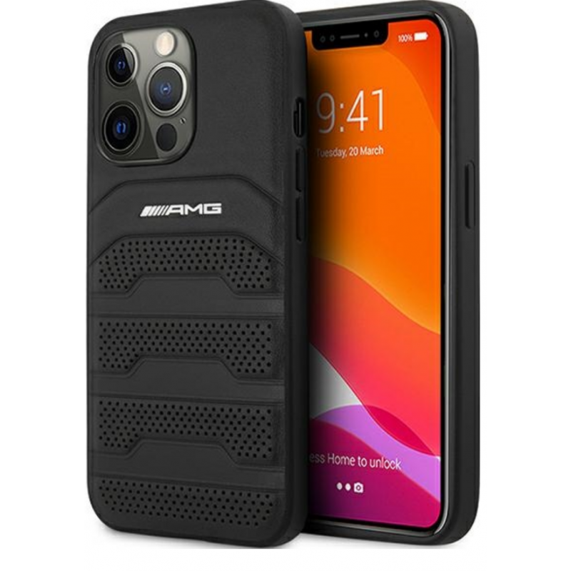 Θήκη AMG Debossed Lines Hard Cover Leather Apple iPhone 14 Plus (6.7") (AMHCP14MGSEBK ) Black
