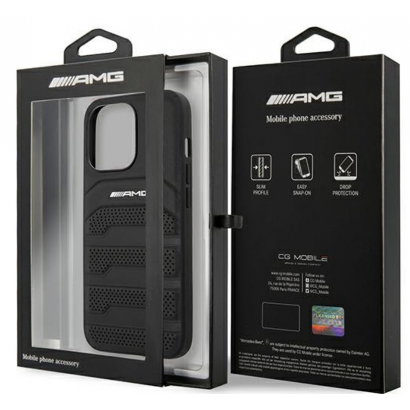 Θήκη AMG Debossed Lines Hard Cover Leather Apple iPhone 14 Plus (6.7") (AMHCP14MGSEBK ) Black