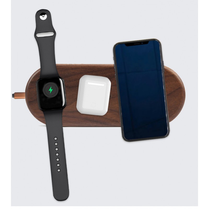 Βάση Ασύρματης Φόρτισης 3in1 Wooden Wireless Fast Charging Station Walnut (iOS) Βάση Ασύρματης Φόρτισης 3in1 Wooden Wireless Fast Charging Station Walnut (iOS)