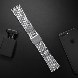 Ανταλλακτικό λουράκι Stainless Steel Seven Beads Dual Buckle Silver για Samsung Galaxy Watch3(45mm)/Watch(46mm)/Huawei Watch 3 (46mm)/ Watch 3 Pro (48mm)/GT 2/Pro/Honor GS Pro/Amazfit GTR 3 (46mm)/GTR 3 Pro/GTR(47mm)/ Stratos 3(48mm) (22mm)