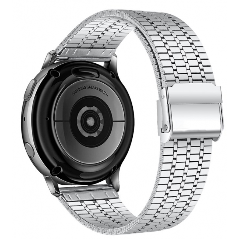 Ανταλλακτικό λουράκι Stainless Steel Seven Beads Dual Buckle Silver για Samsung Galaxy Watch3(45mm)/Watch(46mm)/Huawei Watch 3 (46mm)/ Watch 3 Pro (48mm)/GT 2/Pro/Honor GS Pro/Amazfit GTR 3 (46mm)/GTR 3 Pro/GTR(47mm)/ Stratos 3(48mm) (22mm)
