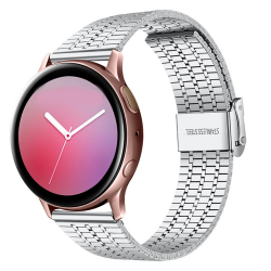 Ανταλλακτικό λουράκι Stainless Steel Seven Beads Dual Buckle Silver για Samsung Galaxy Watch3(45mm)/Watch(46mm)/Huawei Watch 3 (46mm)/ Watch 3 Pro (48mm)/GT 2/Pro/Honor GS Pro/Amazfit GTR 3 (46mm)/GTR 3 Pro/GTR(47mm)/ Stratos 3(48mm) (22mm)