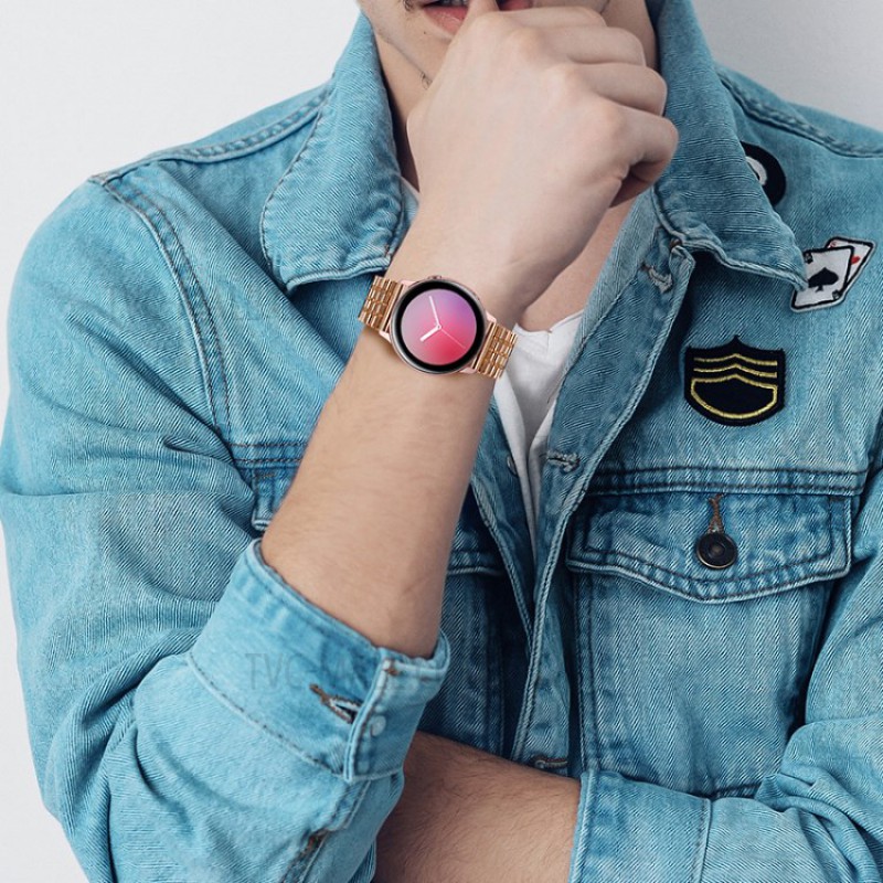 Ανταλλακτικό λουράκι Stainless Steel Seven Beads Dual Buckle Rose Gold για Samsung Galaxy Watch3(45mm)/Watch(46mm)/Huawei Watch 3 (46mm)/ Watch 3 Pro (48mm)/GT 2/Pro/Honor GS Pro/Amazfit GTR 3 (46mm)/GTR 3 Pro/GTR(47mm)/ Stratos 3(48mm) (22mm)