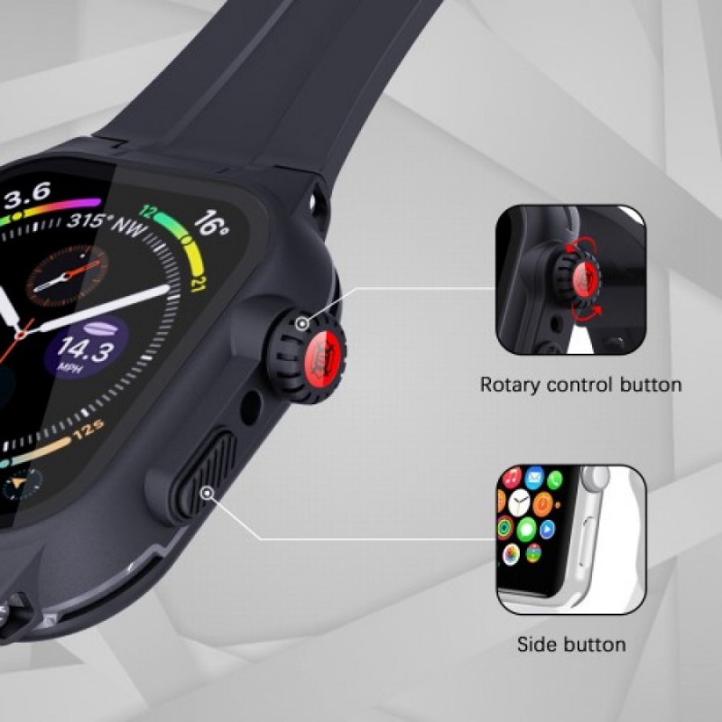 Ανταλλακτικό Λουράκι & Αδιάβροχη θήκη Shellbox by Redpepper Apple Watch Series 7/8 (45mm) Black