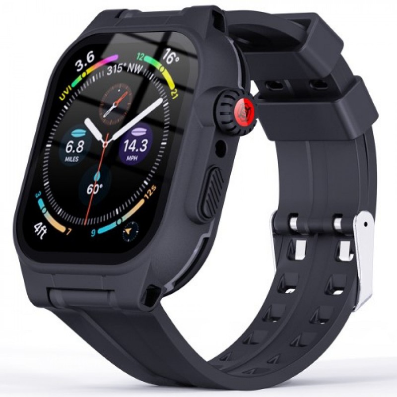 Ανταλλακτικό Λουράκι & Αδιάβροχη θήκη Shellbox by Redpepper Apple Watch Series 7/8 (45mm) Black